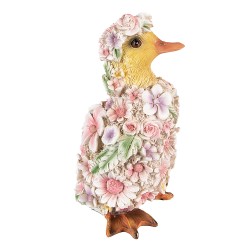 Clayre & Eef Figurine Duck 10x11x18 cm Pink Polyresin Flowers