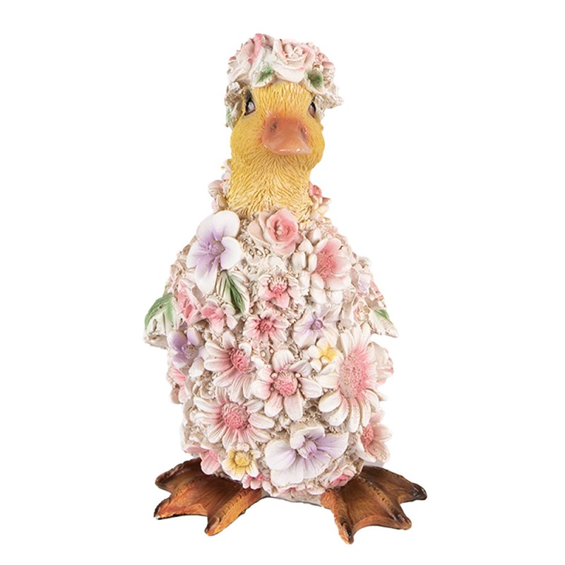 Clayre & Eef Figur Ente 10x11x18 cm Rosa Polyresin Blumen