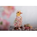 Clayre & Eef Figur Ente 10x11x18 cm Rosa Polyresin Blumen