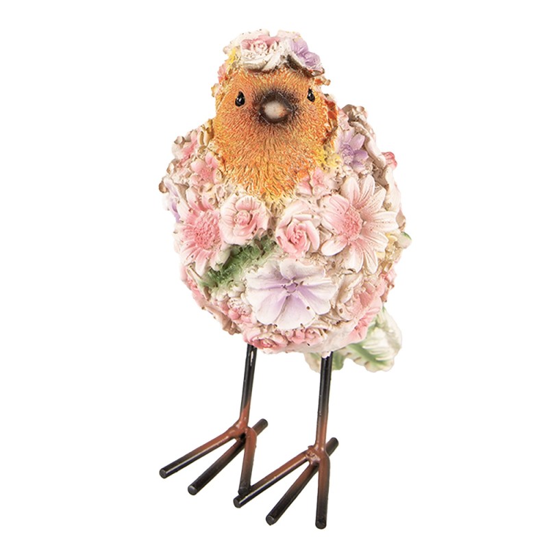 Clayre & Eef Figur Vogel 7x10x12 cm Rosa Polyresin Blumen