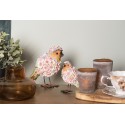 Clayre & Eef Figur Vogel 7x10x12 cm Rosa Polyresin Blumen