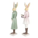Clayre & Eef Figurine Rabbit 11x10x43 / 11x10x43 cm Green Pink Polyresin