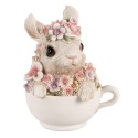 Clayre & Eef Figurine Rabbit 15 cm Grey Pink Polyresin