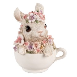 Clayre & Eef Figurine Rabbit 15 cm Grey Pink Polyresin