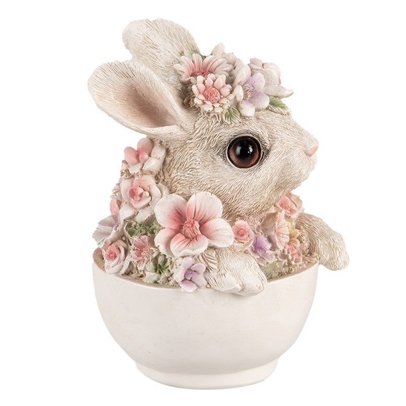 Clayre & Eef Figurine Rabbit 15 cm Grey Pink Polyresin