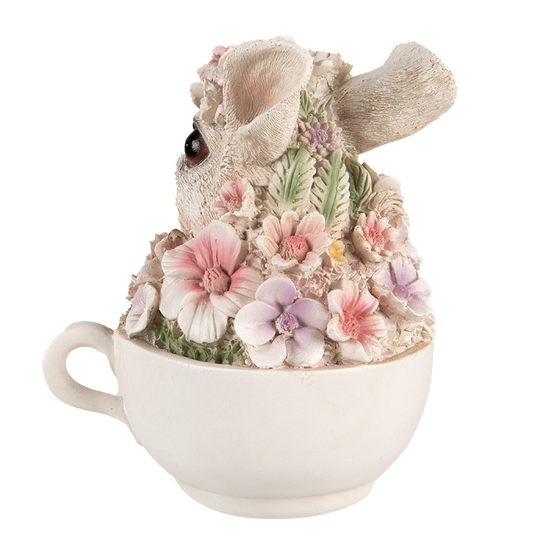 Clayre & Eef Figurine Rabbit 15 cm Grey Pink Polyresin