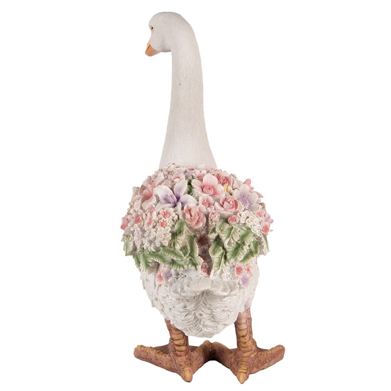 Clayre & Eef Beeld Gans 45 cm Wit Roze Polyresin
