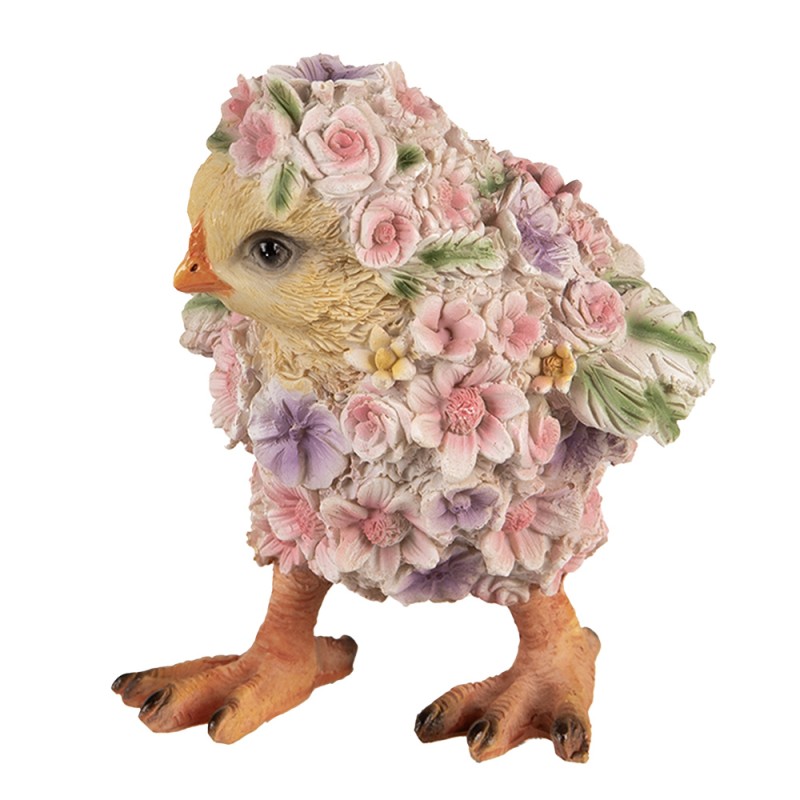 Clayre & Eef Figurine décorative Poussin 14 cm Rose Jaune Polyrésine