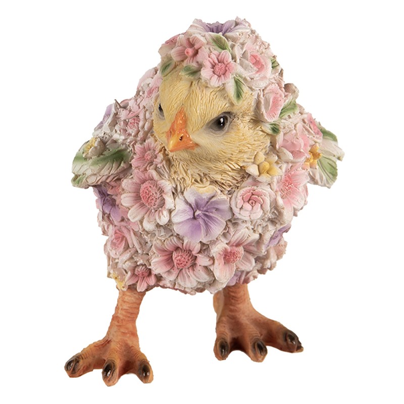 Clayre & Eef Figurine décorative Poussin 14 cm Rose Jaune Polyrésine