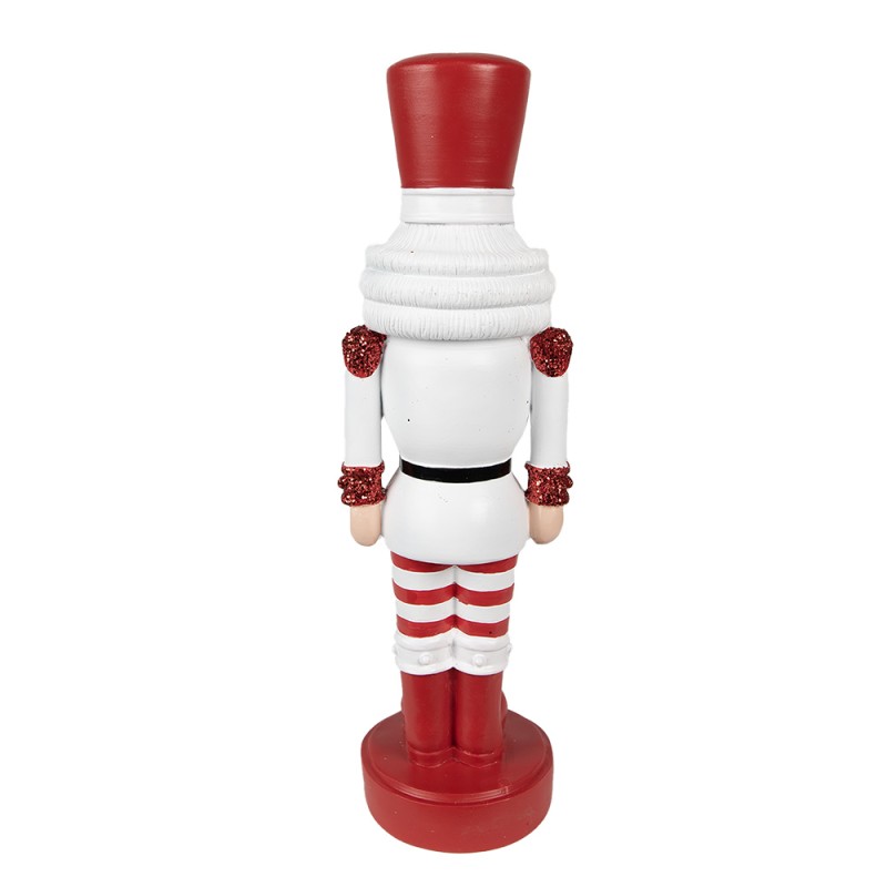 Clayre & Eef Figure de Noël Casse-noisette 37 cm Rouge Blanc Polyrésine