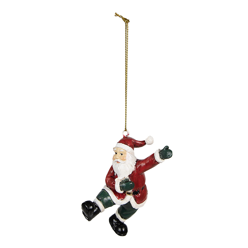 Clayre & Eef Kersthanger Kerstman 8 cm Rood Polyresin afbeelding 1