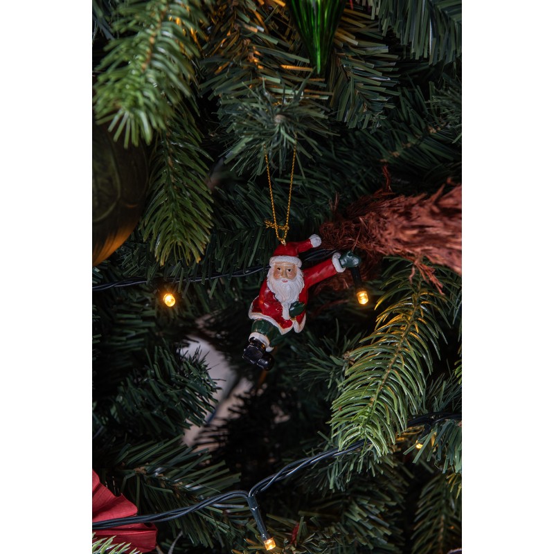 Clayre & Eef Kersthanger Kerstman 8 cm Rood Polyresin