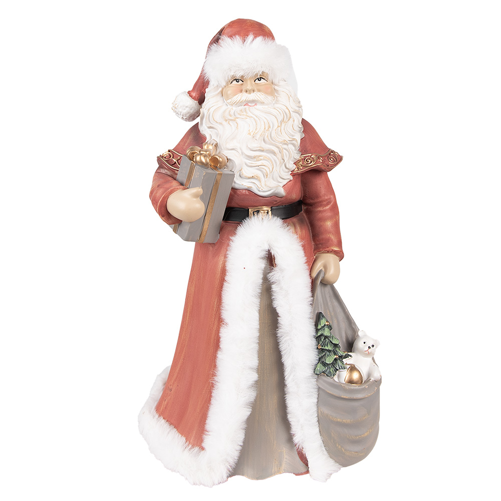 Clayre & Eef Beeld Kerstman 31 cm Rood Polyresin afbeelding