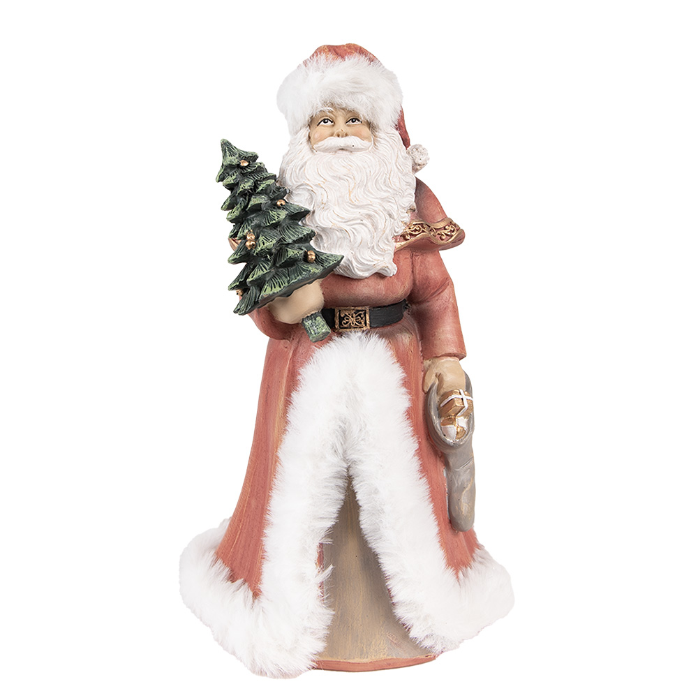 Clayre & Eef Beeld Kerstman 23 cm Rood Polyresin afbeelding