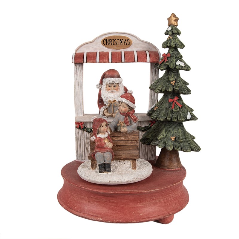 Clayre & Eef Boîte à musique Père Noël 24 cm Rouge Polyrésine