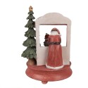 Clayre & Eef Boîte à musique Père Noël 24 cm Rouge Polyrésine