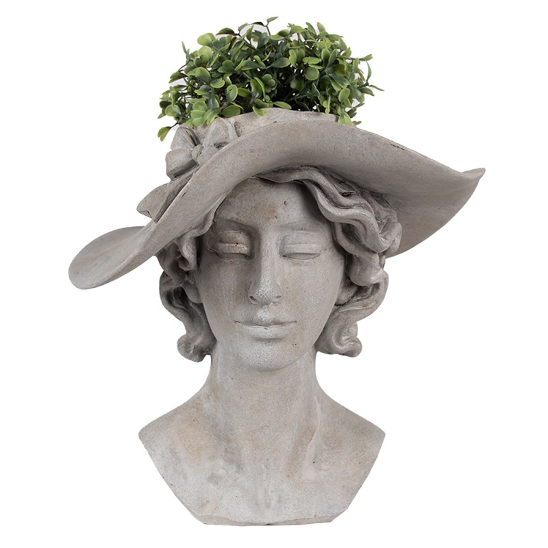 Clayre & Eef Indoor Planter Bust 27x23x26 cm Grey Polyresin