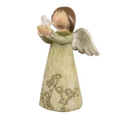 Clayre & Eef Decoratie Beeld Engel 12 cm Groen Polyresin