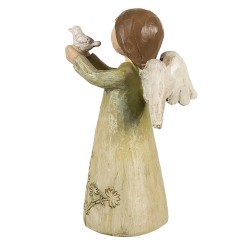 Clayre & Eef Decoratie Beeld Engel 12 cm Groen Polyresin