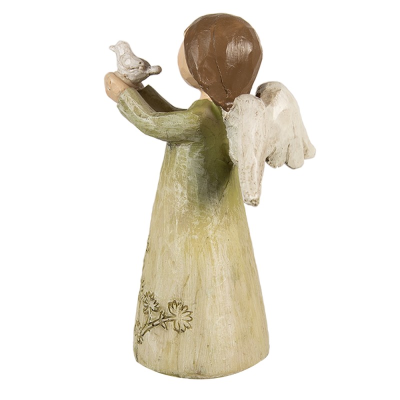 Clayre & Eef Decoratie Beeld Engel 12 cm Groen Polyresin