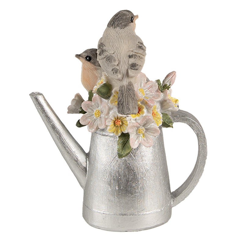 Clayre & Eef Statuetta decorativa Uccello 13 cm Grigio Poliresina