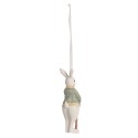 Clayre & Eef Ciondolo Coniglio 10 cm Bianco Verde  Poliresina
