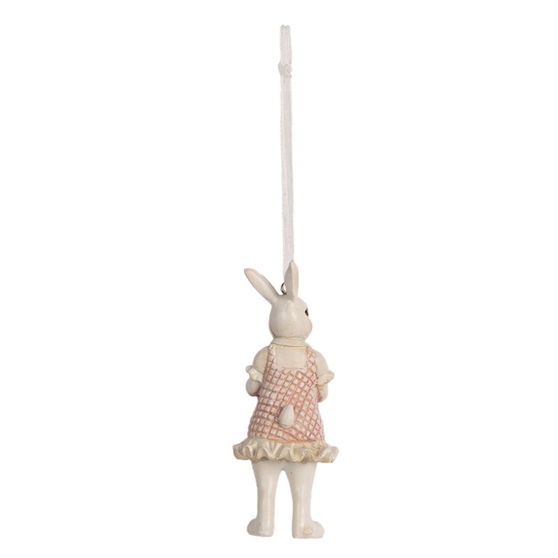Clayre & Eef Anhänger Kaninchen 10 cm Weiß Rosa Polyresin