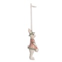 Clayre & Eef Pendant Rabbit 10 cm White Pink Polyresin
