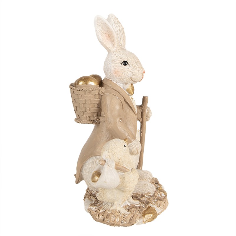 Clayre & Eef Statuetta Coniglio 15 cm Bianco Marrone  Poliresina
