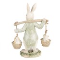 Clayre & Eef Figurine Lapin 17 cm Blanc Vert Polyrésine