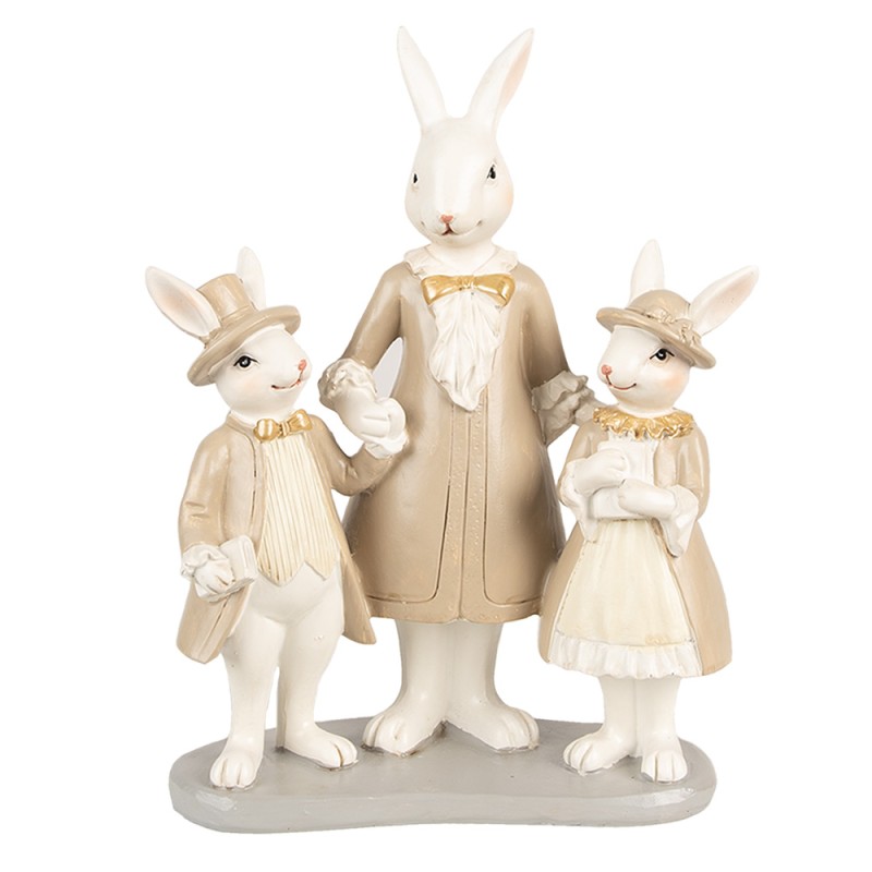 Clayre & Eef Statuetta Coniglio 21 cm Bianco Marrone  Poliresina