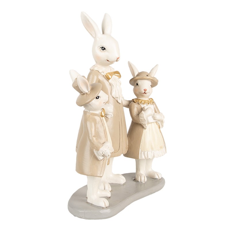 Clayre & Eef Statuetta Coniglio 21 cm Bianco Marrone  Poliresina