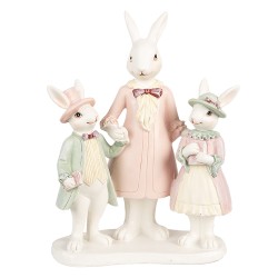 Clayre & Eef Figurine Lapin 21 cm Blanc Rose Polyrésine