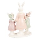 Clayre & Eef Figurine Lapin 21 cm Blanc Rose Polyrésine