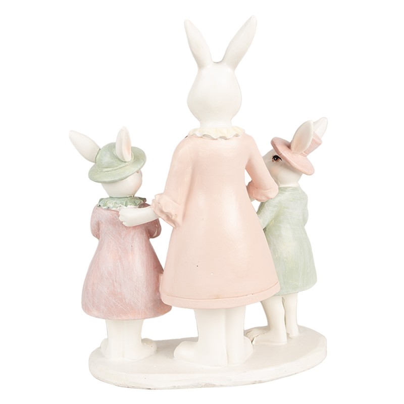 Clayre & Eef Figurine Lapin 21 cm Blanc Rose Polyrésine