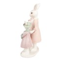 Clayre & Eef Figurine Lapin 21 cm Blanc Rose Polyrésine