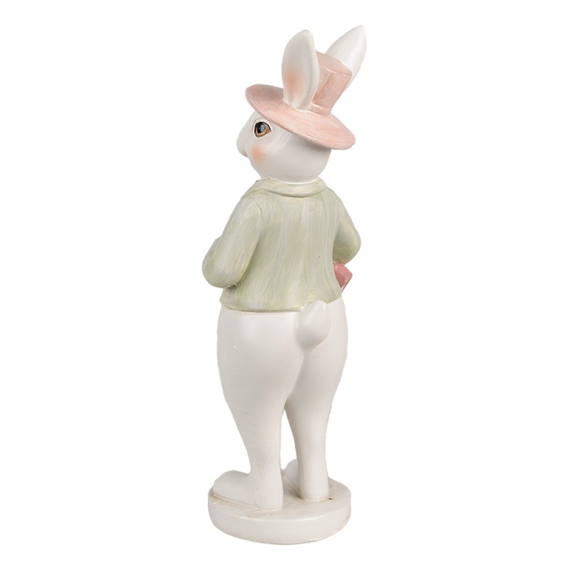 Clayre & Eef Figur Kaninchen 26 cm Weiß Grün Polyresin