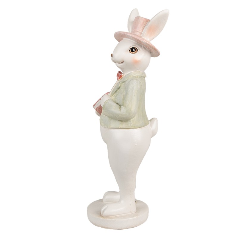 Clayre & Eef Figur Kaninchen 26 cm Weiß Grün Polyresin