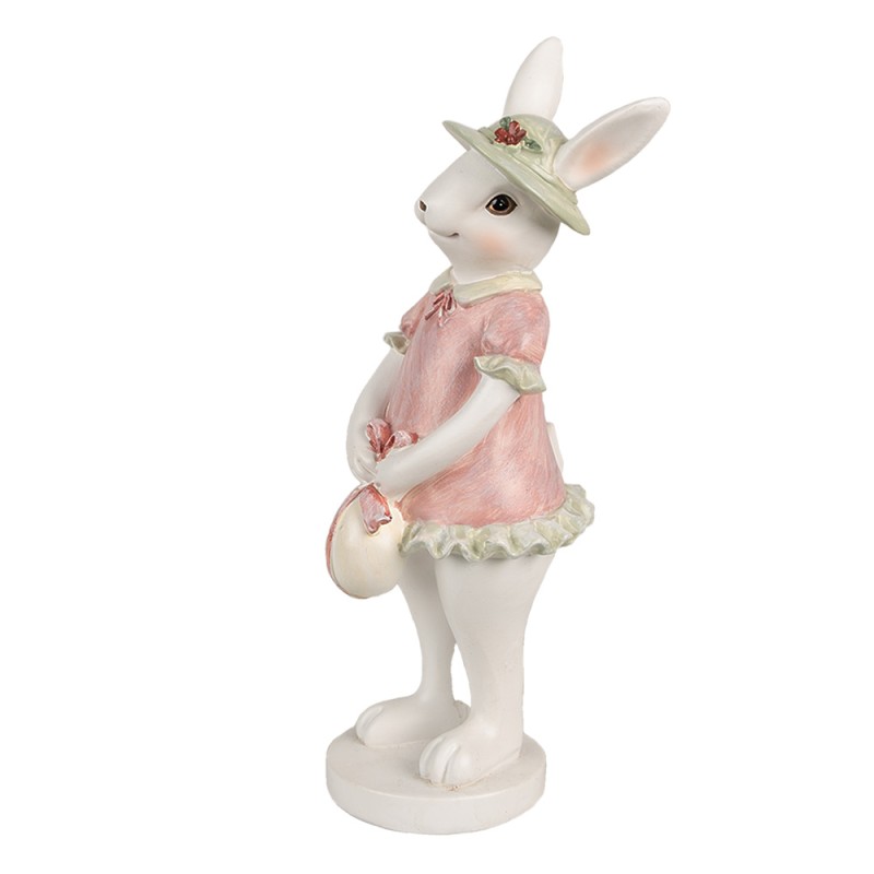 Clayre & Eef Figur Kaninchen 26 cm Weiß Rosa Polyresin