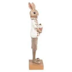 Clayre & Eef Figurine Lapin 28 cm Marron Beige Polyrésine