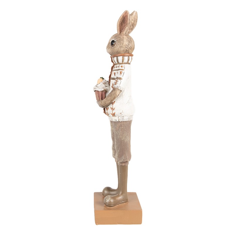 Clayre & Eef Statuetta Coniglio 28 cm Marrone Beige Poliresina
