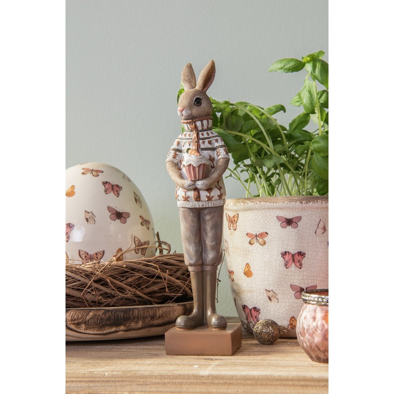 Clayre & Eef Statuetta Coniglio 28 cm Marrone Beige Poliresina