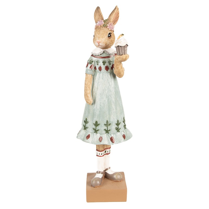 Clayre & Eef Statuetta Coniglio 28 cm Marrone Verde  Poliresina