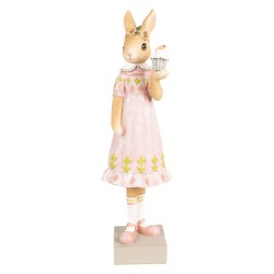 Clayre & Eef Figurine Lapin 28 cm Marron Rose Polyrésine