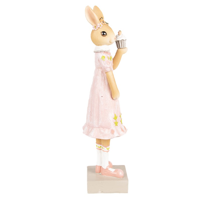 Clayre & Eef Statuetta Coniglio 28 cm Marrone Rosa  Poliresina