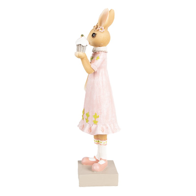 Clayre & Eef Statuetta Coniglio 28 cm Marrone Rosa  Poliresina