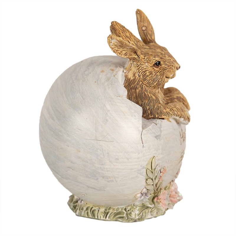 Clayre & Eef Statuetta Coniglio 11 cm Marrone Poliresina Happy Easter