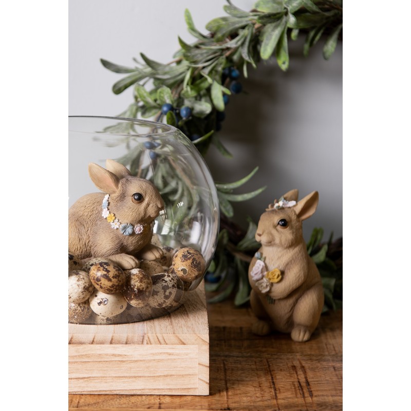 Clayre & Eef Figurine Rabbit 14 cm Brown Polyresin