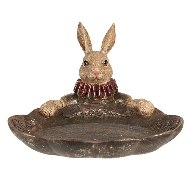 Clayre & Eef Decorative Bowl Rabbit 21x21x15 cm Brown Plastic Oval