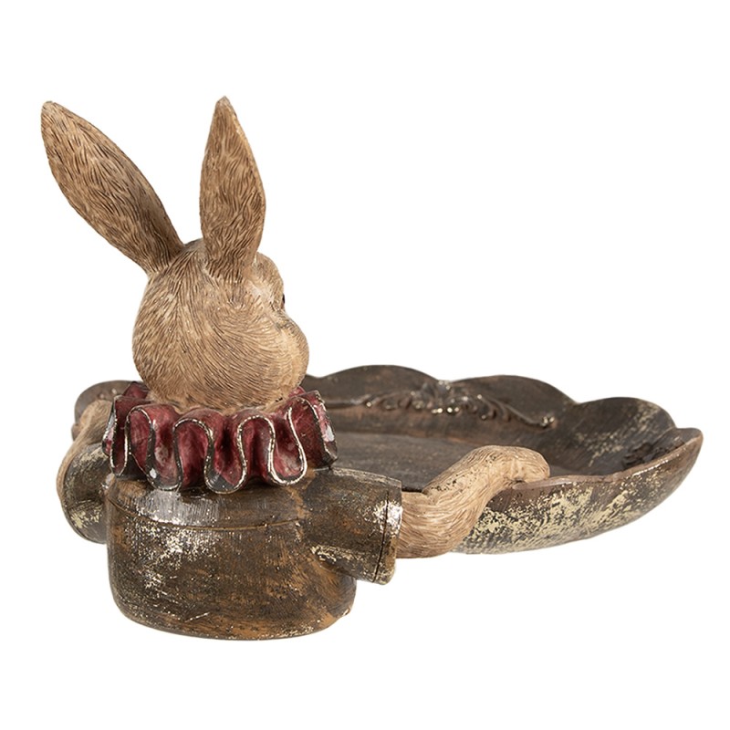 Clayre & Eef Decorative Bowl Rabbit 21x21x15 cm Brown Plastic Oval